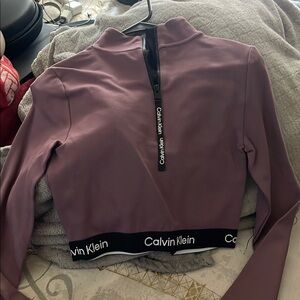 Calvin Klein Mauve Zip-Up Cropped Top